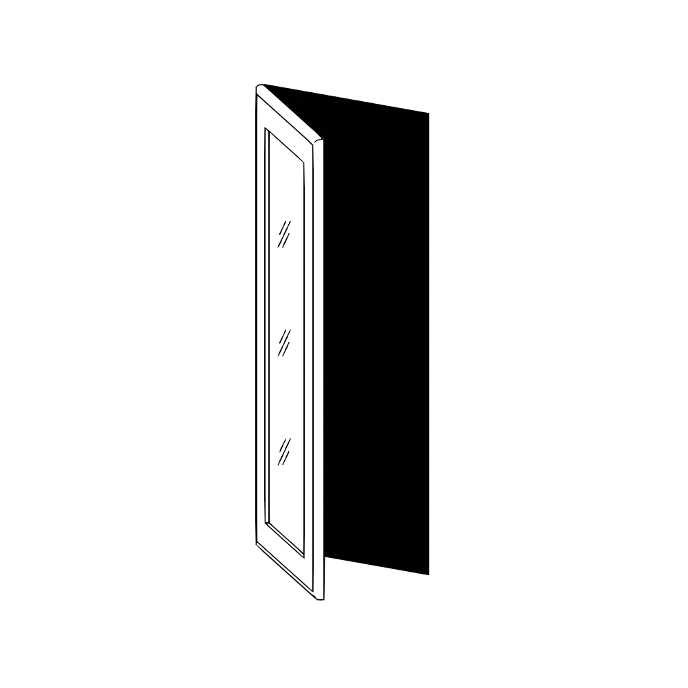 Vägghörnskåp 45° – vitrin