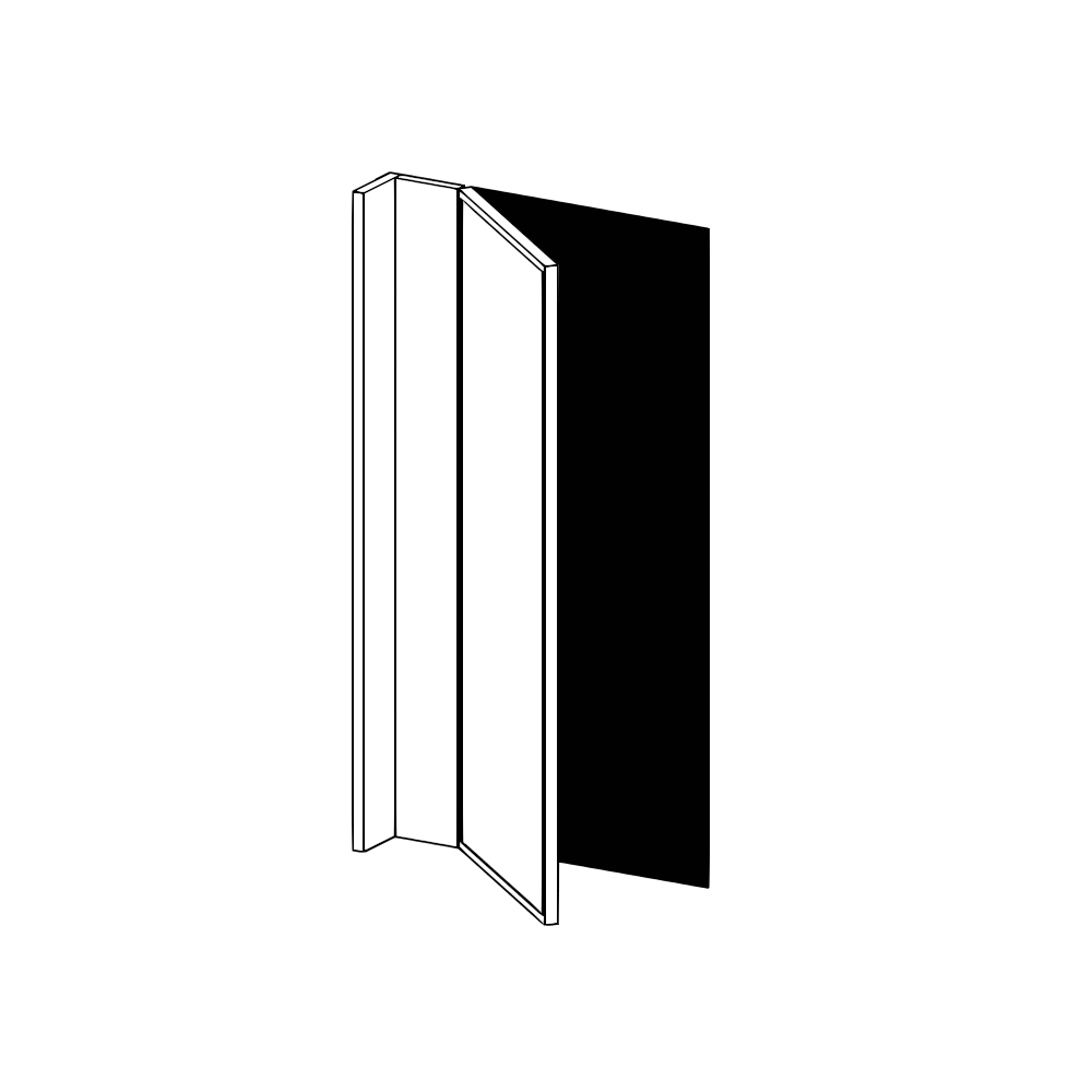 Vägghörnskåplucka med passbitar