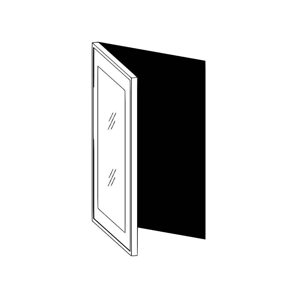 Vägghörnskåp 45° – vitrin