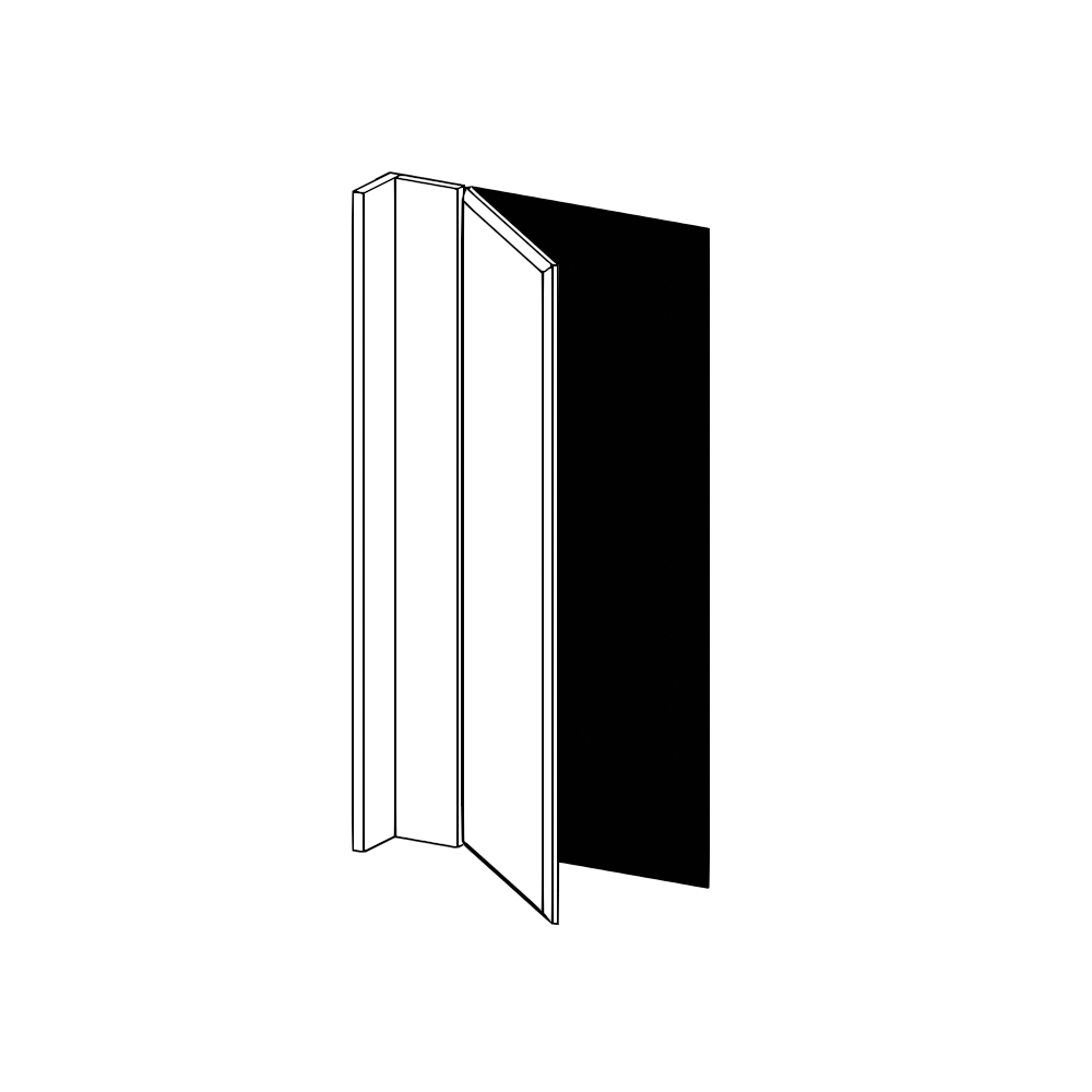 Vägghörnskåplucka med passbitar