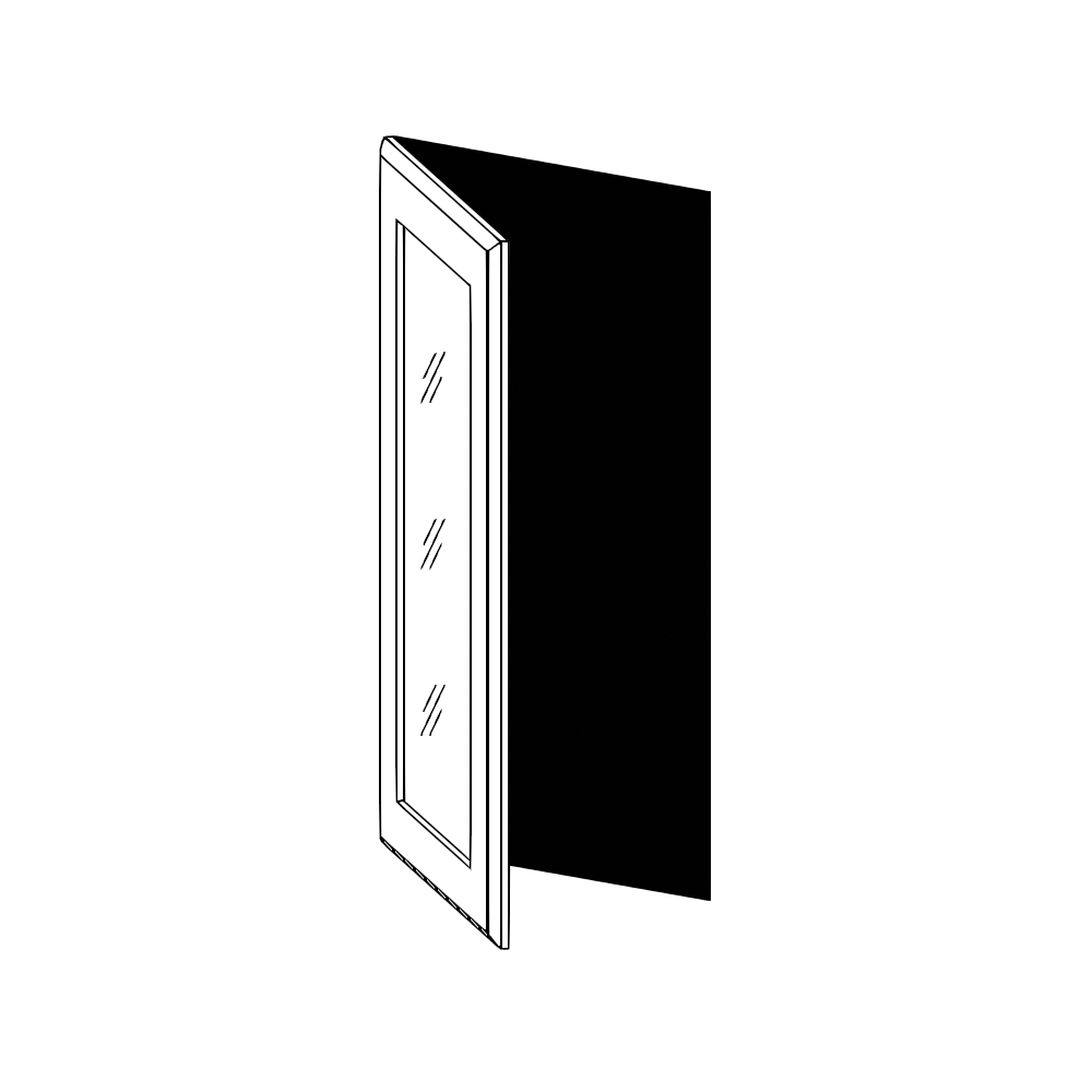 Vägghörnskåp 45° – vitrin