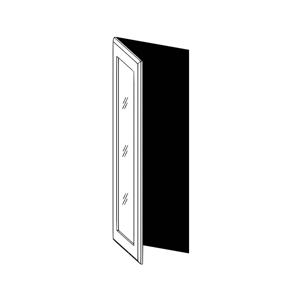 Vägghörnskåp 45° – vitrin