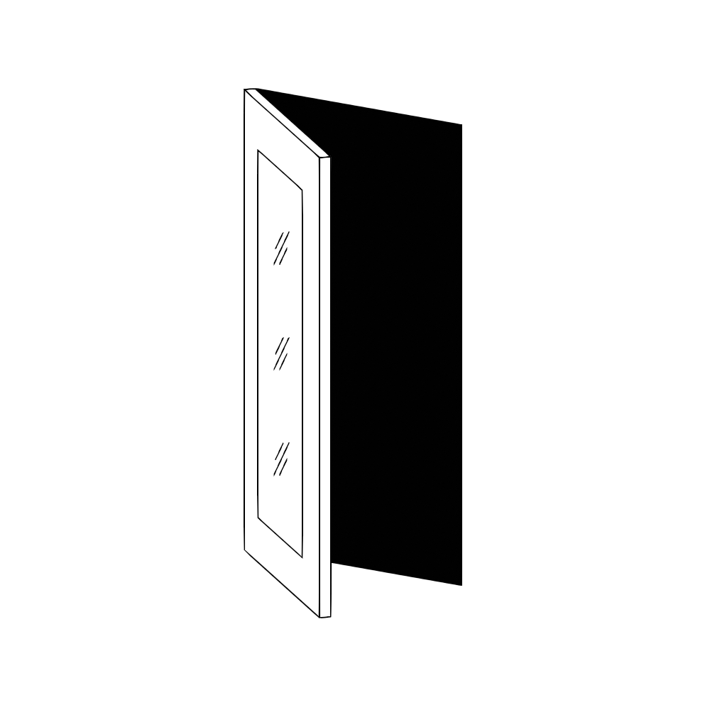 Vägghörnskåp 45° – vitrin