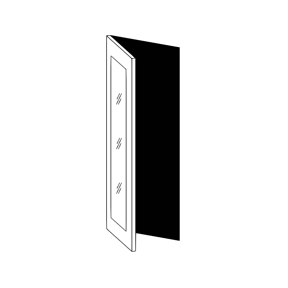 Vägghörnskåp 45° – vitrin