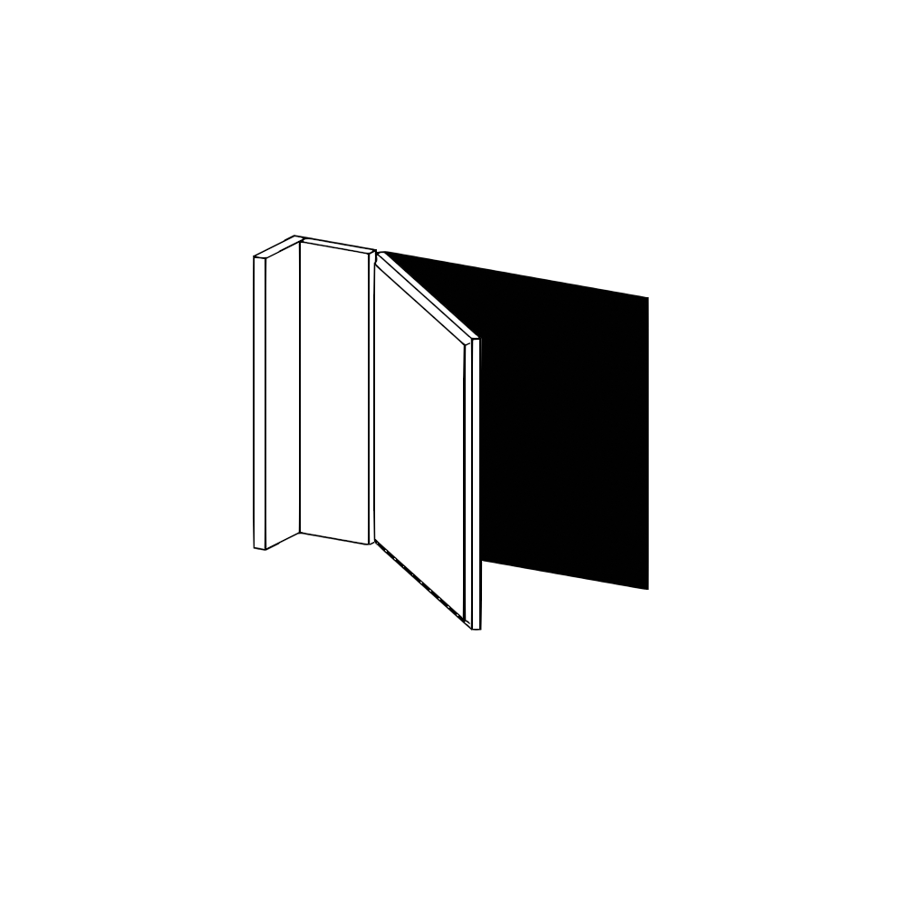 Vägghörnskåplucka med passbitar