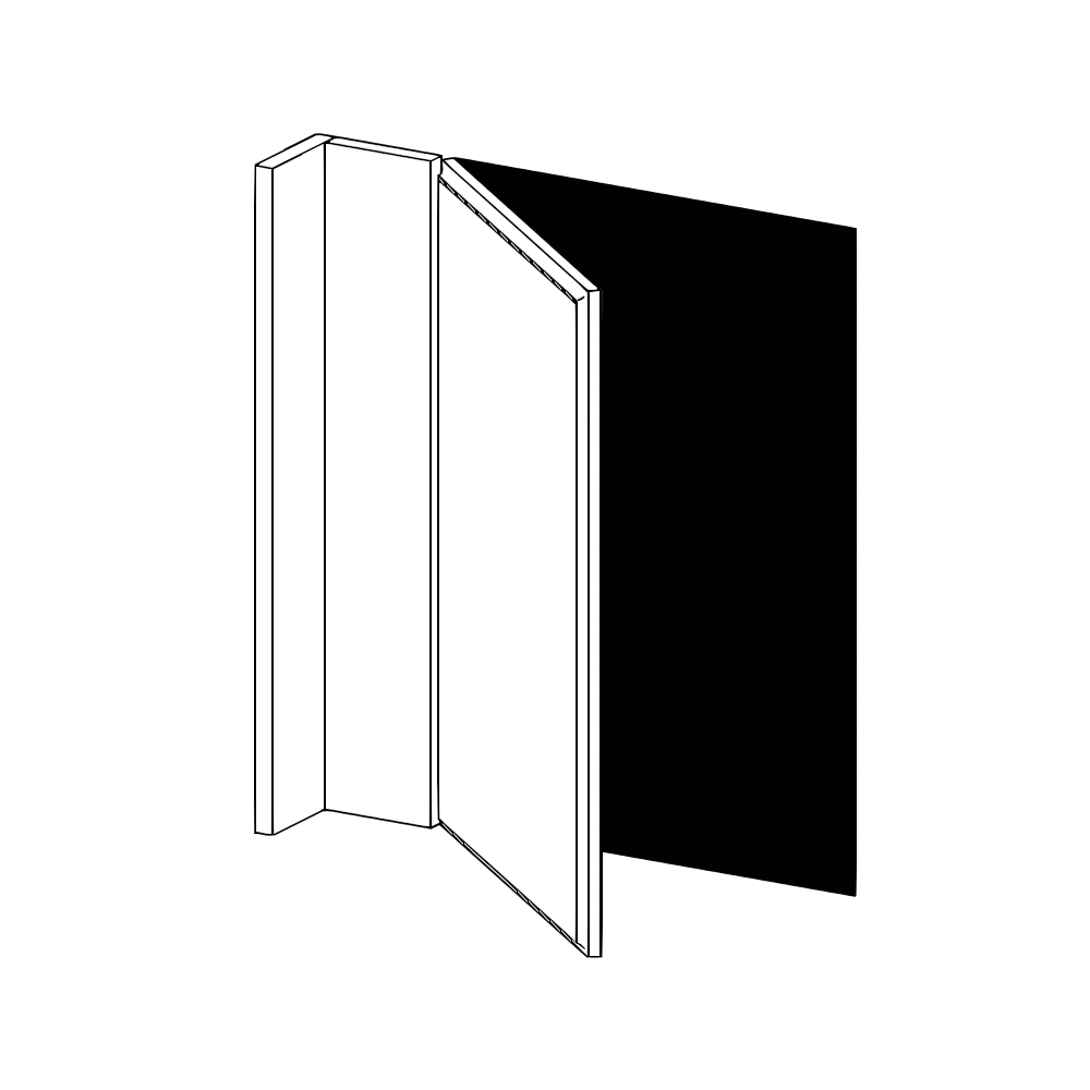 Vägghörnskåplucka med passbitar