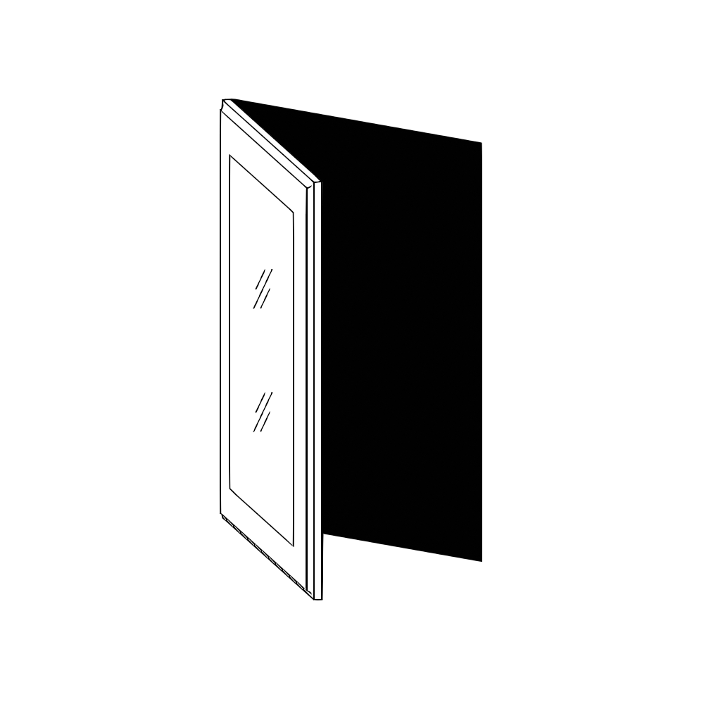 Vägghörnskåp 45° – vitrin