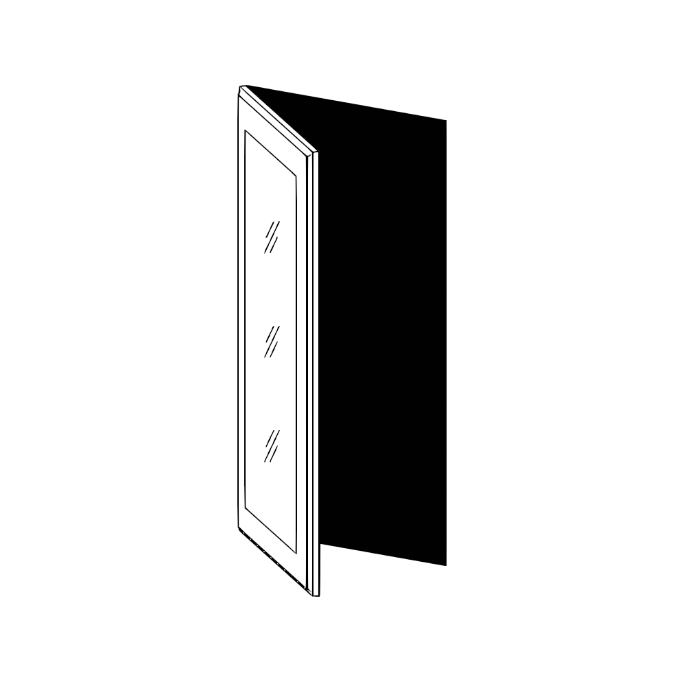 Vägghörnskåp 45° – vitrin