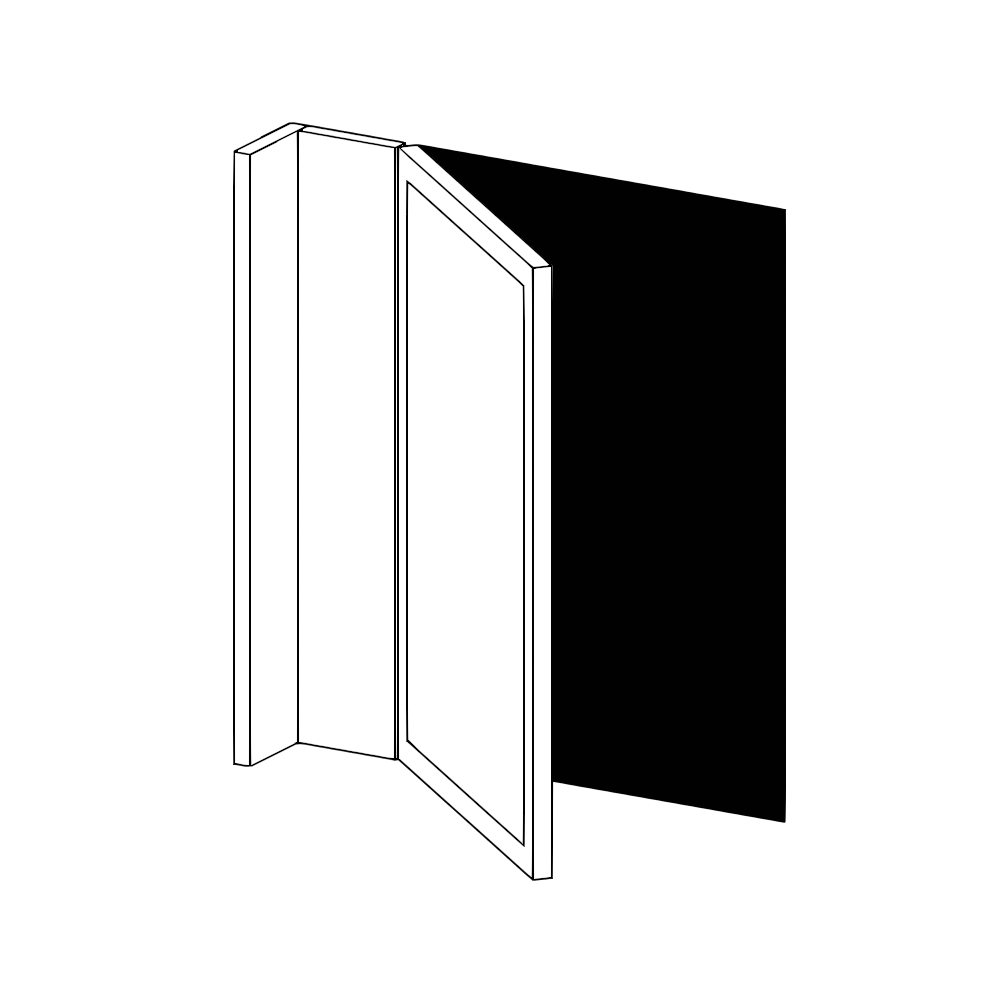 Vägghörnskåplucka med passbitar