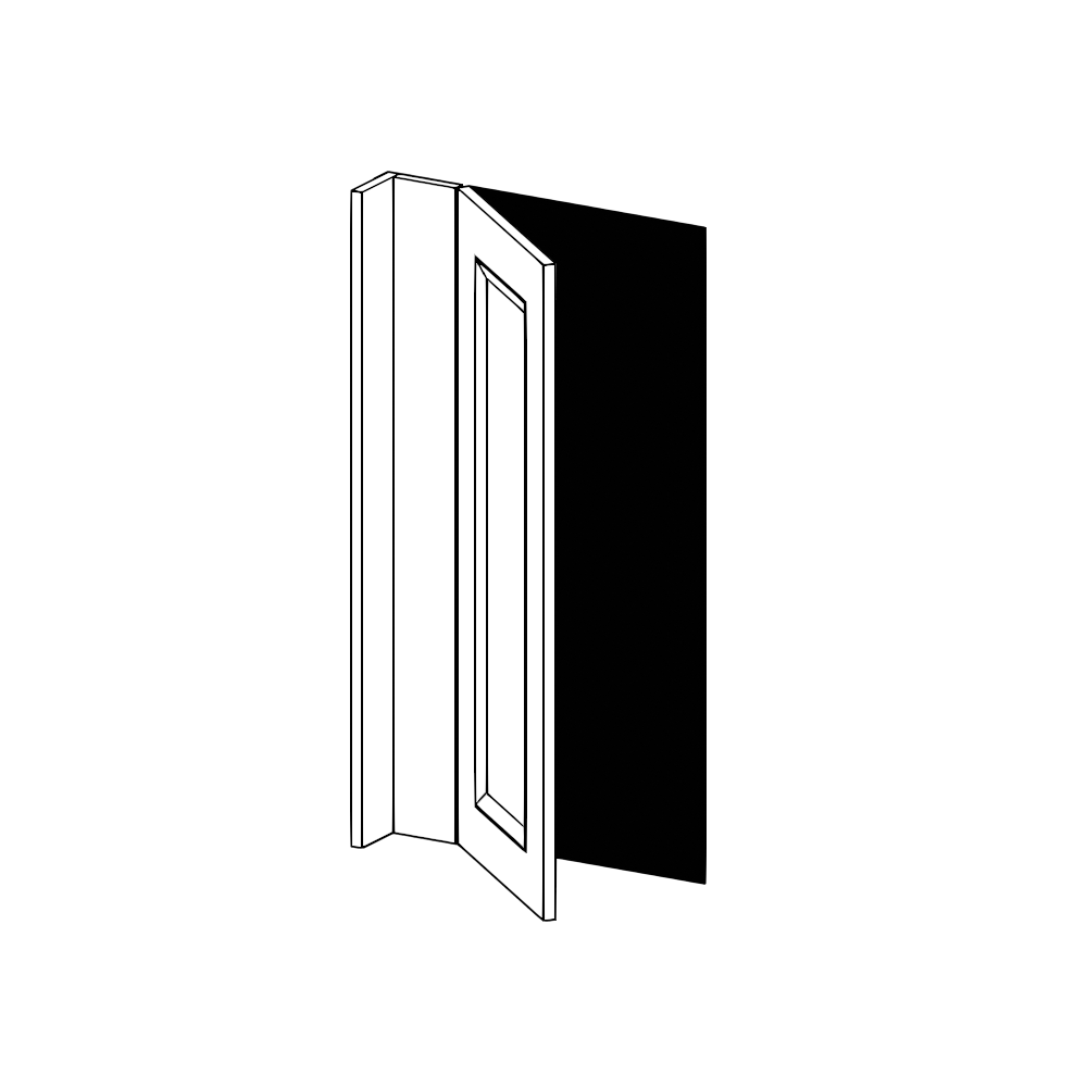 Vägghörnskåplucka med passbitar