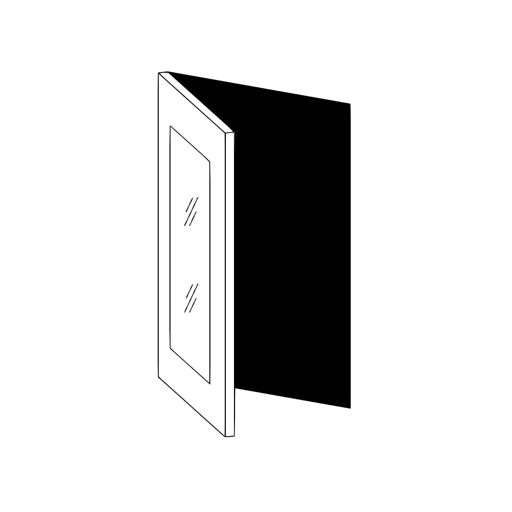 Vägghörnskåp 45° – vitrin