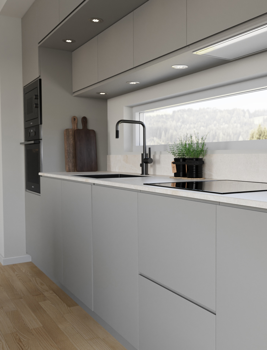 Smart Grip k&ouml;ksluckor med integrerade grepp och k&ouml;ks&ouml; i modernt IKEA-k&ouml;k.